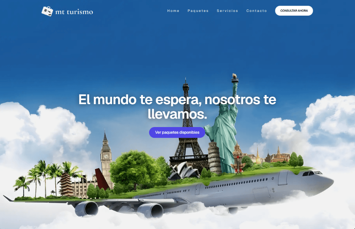 Vista previa del sitio de la agencia de viajes